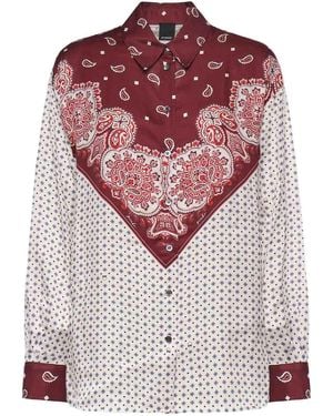 Pinko Viscose Twill Shirt With Print - Red