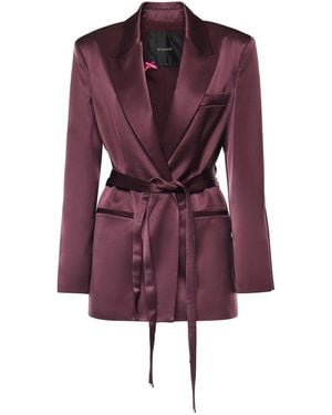Pinko Satin Jacket With Belt - Red