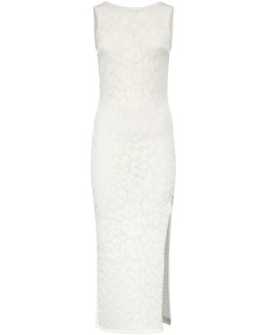 Akep Leopard Print Long Dress - White