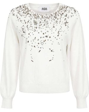 Alpha Studio Pull Col Rond - Blanc