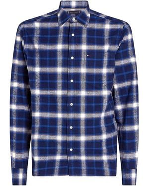 Tommy Hilfiger Camicia A Quadri Effetto Spazzolato - Blu