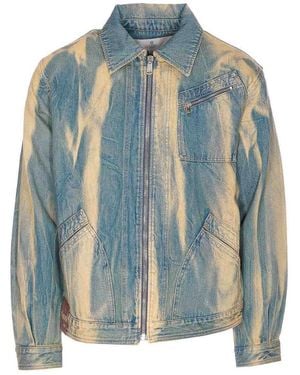 Vivienne Westwood Denim Piranha Jacket With Frontal Zip Closure - Blue