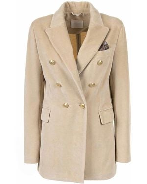Circolo 1901 Double-Breasted Velvet Jacket - Natural