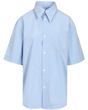 Ami Paris Short-Sleeved Poplin Shirt - Blue