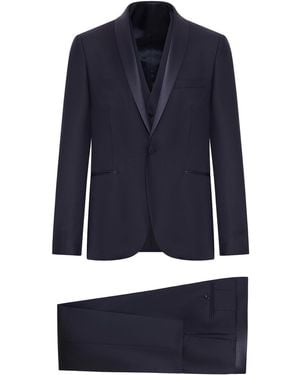 Tagliatore Single-Breasted Virgin Wool Tuxedo - Blue