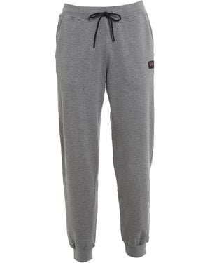 Paul & Shark Logo Patch Cotton Joggers - Grey