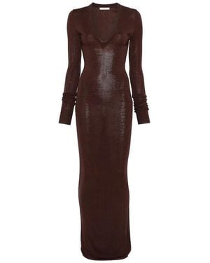 Entire studios Long Sleeve V Neck Midi - Brown