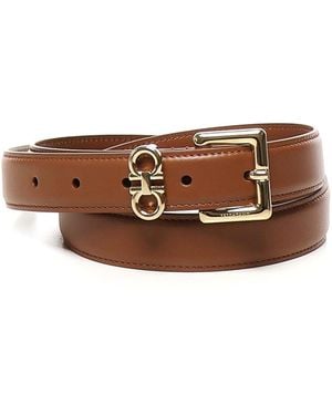 Ferragamo Fixed Belt With Double Hooks - Brown