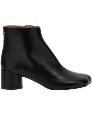 MM6 by Maison Martin Margiela Leather Ankle Boots - Black