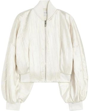 Sportmax Spxzorro Pleated Satin Bomber Jacket - White