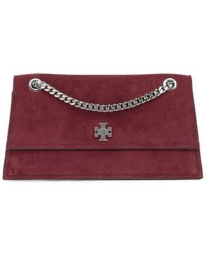 Tory Burch Kira Turnlock Suede Shoulder Bag Merlot - Purple
