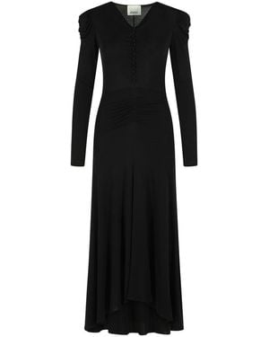 Isabel Marant Nejma Patch-Button V-Neck Maxi Dress - Black