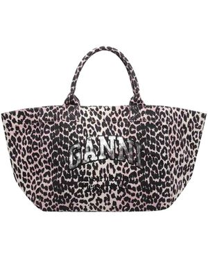Ganni Xxl Shopper Logo Tote Bag - Multicolour