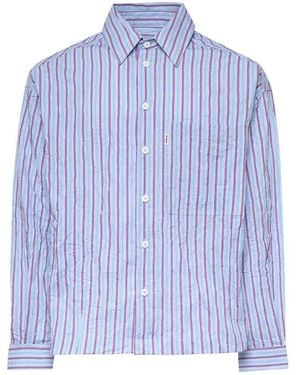 Bonsai Striped Shirt With Logo - Blue