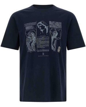 Brunello Cucinelli Printed T-Shirt - Blue