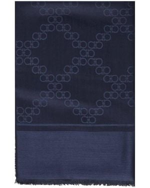 Ferragamo Gancini Silk And Wool Stole - Blue