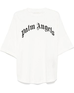Palm Angels Curved Logo-Print T-Shirt - White