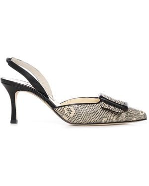 Manolo Blahnik Maisalebi Lizard Print Pump - Metallic