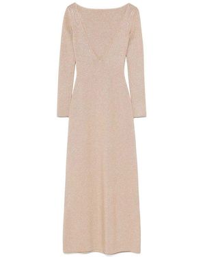 Max Mara Slim-Fit Viscose And Lurex Dress By - Natural