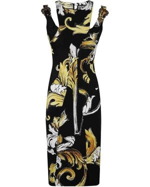 Versace Jeans Couture Mini Dress Buckles Easy Barocco Out - Black