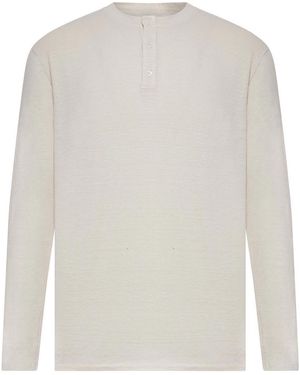 Roberto Collina Long-Sleeved Linen Serafino Jumper - White
