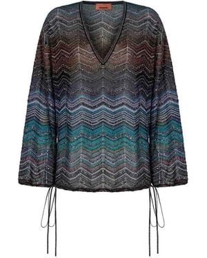 Missoni Chevron Lam Viscose Oversized Blouse - Blue