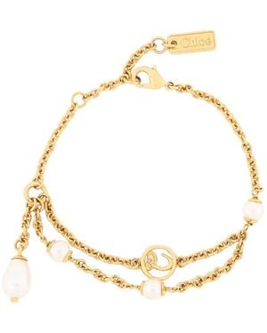 Chloé The Classy Brass And Glass Pearl Bracelet - Metallic