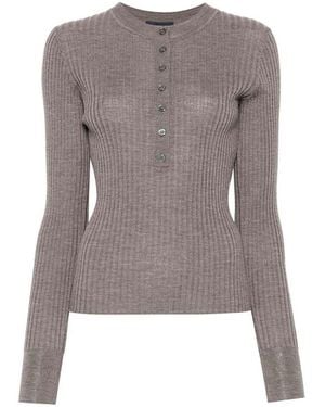 Soeur Ribbed Sweater With Buttons - Brown