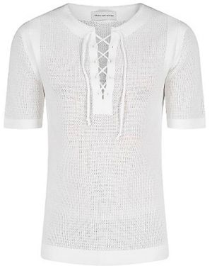 Dries Van Noten Cotton T-Shirt With Mesh Inserts - White