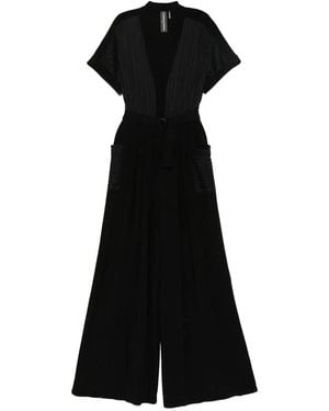 Norma Kamali Geralyn Striped Pleated Jumpsuit - Black
