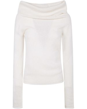 Nuur Long Sleeves Boat Neck Sweater - White