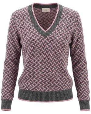 Drumohr Long Sleeve V-Neck Sweater - Purple