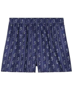 Tory Burch Printed Silk Blend Shorts - Blue