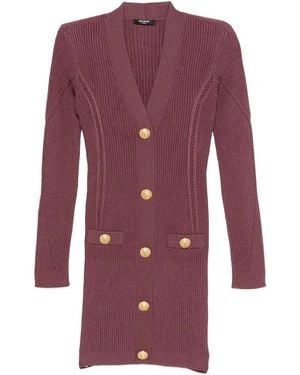 Balmain V-Necked Short Dress - Purple