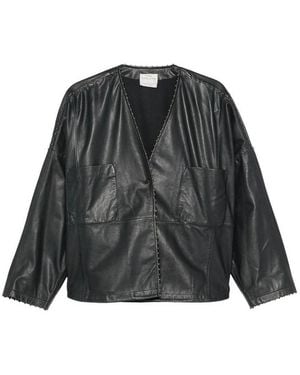forte_forte Leather Kimono Jacket - Black