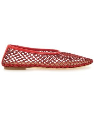 STAUD Woven Leather Flats - Red