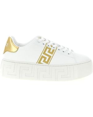 Versace La Greca Embroidered Platform Trainers - White