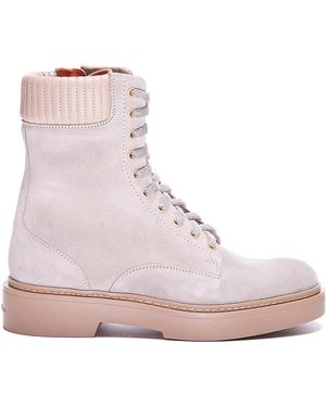 Santoni Lace-Up Booties - Pink