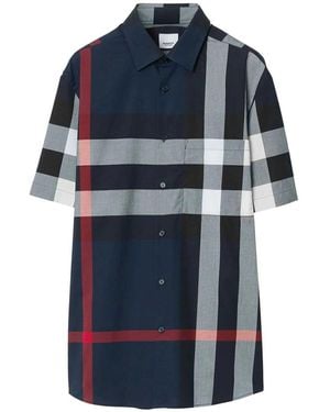 Burberry Somerton Checked Regular-fit Stretch-cotton Shirt - Blue