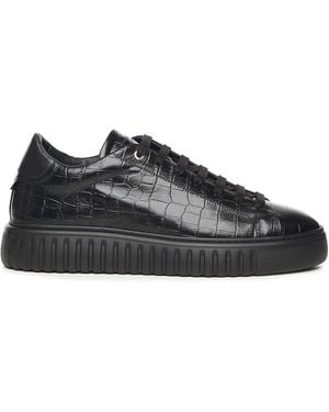 Giuliano Galiano Mars Crock Leather Trainers - Black