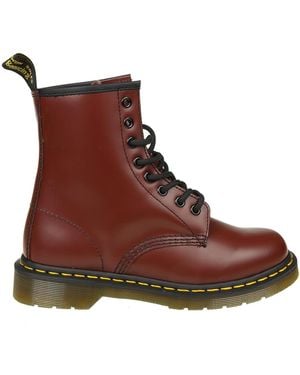 Dr. Martens Smooth Leather Cherry Red Booties - Brown