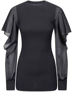 Sacai Satin X Chiffon Pullover in Blue | Lyst
