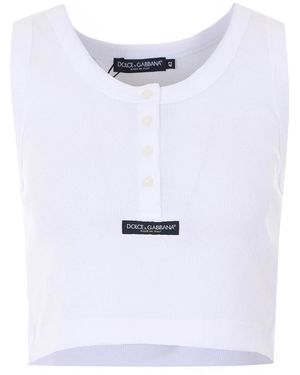Dolce & Gabbana Logo Cropped Tank Top - White