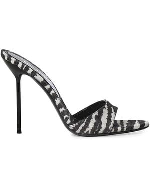 Paris Texas Lidia Mules With Zebra Print - Metallic