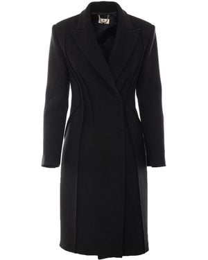 Elisabetta Franchi Coat Woth Frontal Asymmetrical Buttons - Black