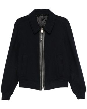 Tom Ford Wool Jacket With Leather Trim - Black