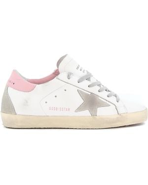 Golden Goose Distressed Canvas Trainers - White