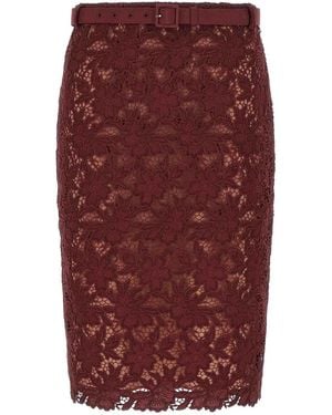 Self-Portrait Burgundy Guipure Lace Midi Skirt - Purple