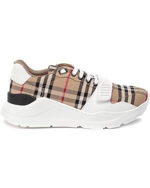 Burberry Vintage Check Cotton Blend Trainers - Natural