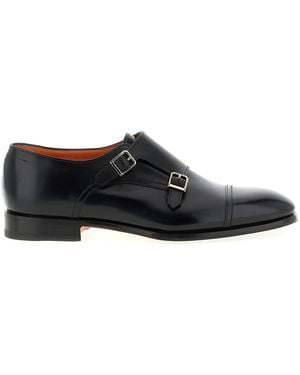 Santoni Axel Buckle Loafers - Black